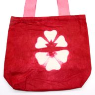 Natuurlijke tie-dye katoenen tas (8 oz) - 38x42x12cm - kastanjebruine bloem - roze handvat