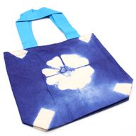 Natuurlijke tie-dye katoenen tas (8 oz) - 38x42x12cm - kastanjebruine bloem - roze handvat