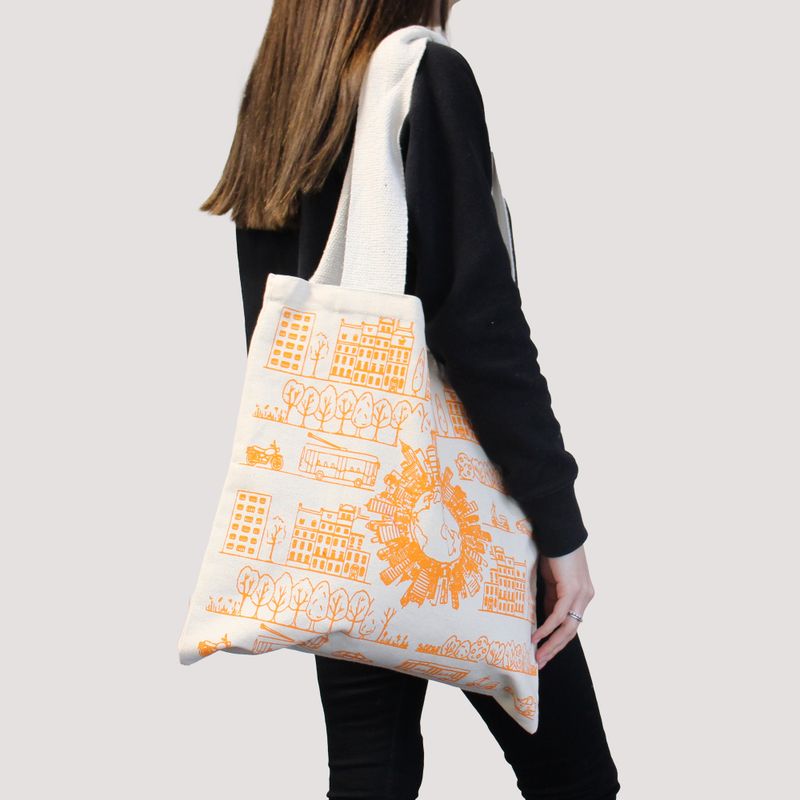 Grote katoenen boodschappentas - 38x42cm - Forest Life - 10oz