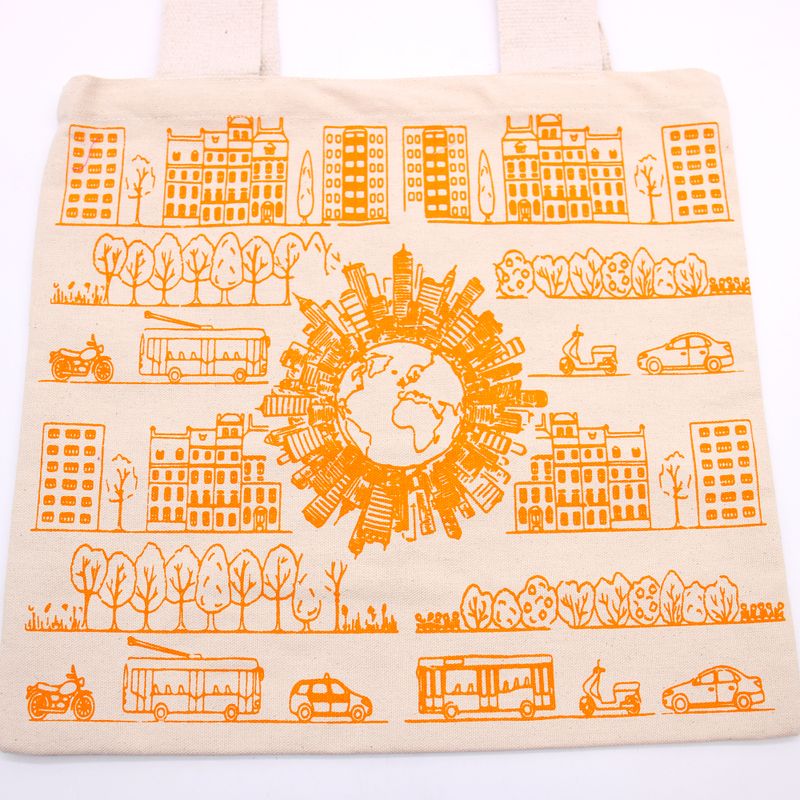 Grote katoenen boodschappentas - 38x42cm - Stadsleven - 10oz
