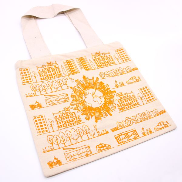 Grote katoenen boodschappentas - 38x42cm - Stadsleven - 10oz