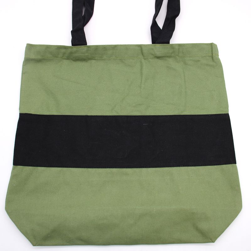 Tweekleurige katoenen tas - 38x42x12cm - Groen en zwart - 10oz