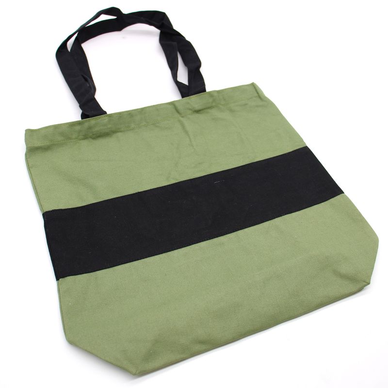 Tweekleurige katoenen tas - 38x42x12cm - Groen en zwart - 10oz