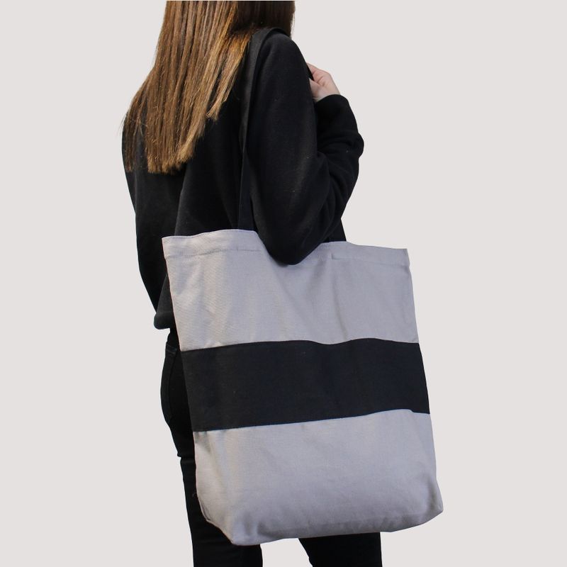 Tweekleurige katoenen tas - 38x42x12cm - Groen en zwart - 10oz