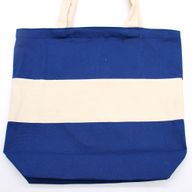 Tweekleurige katoenen tas - 38x42x12cm - Blauw en natuurlijk - 10oz