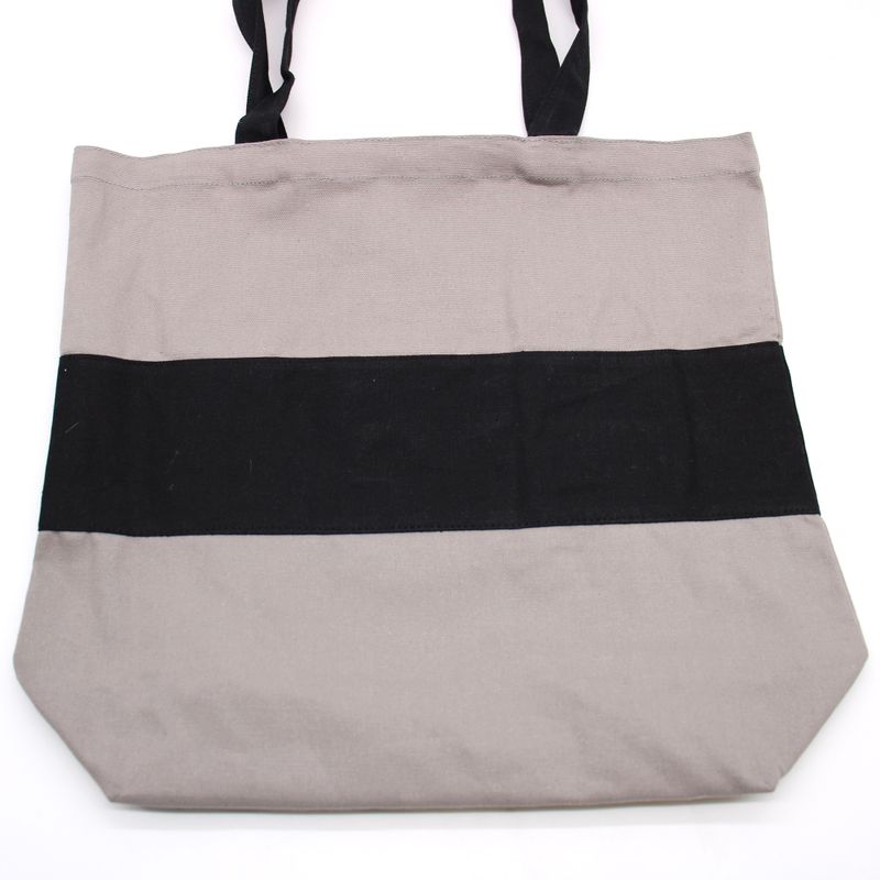 Tweekleurige katoenen tas - 38x42x12cm - grijs en zwart - 10oz