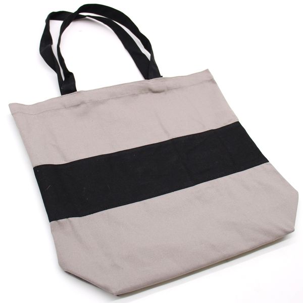 Tweekleurige katoenen tas - 38x42x12cm - grijs en zwart - 10oz
