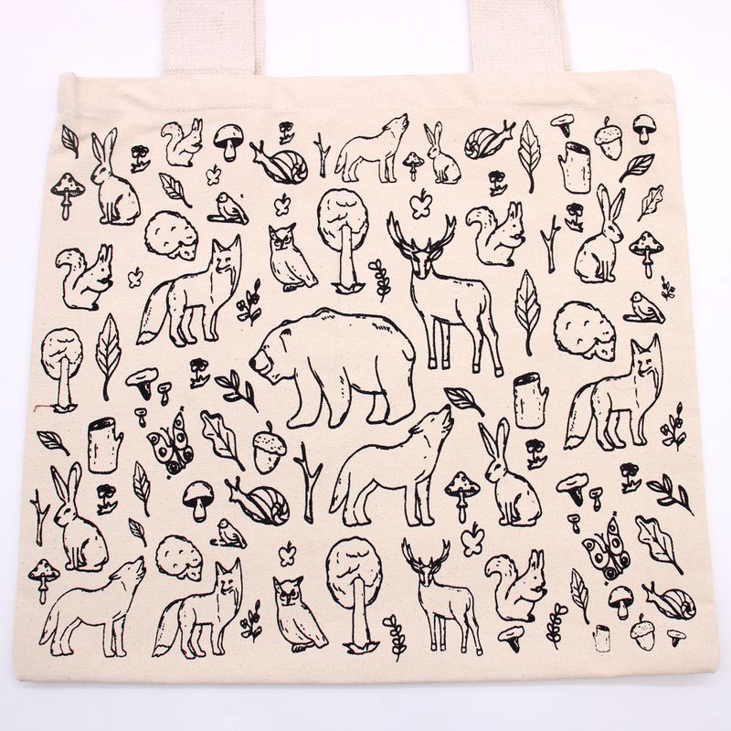 Grote katoenen boodschappentas - 38x42cm - Forest Life - 10oz