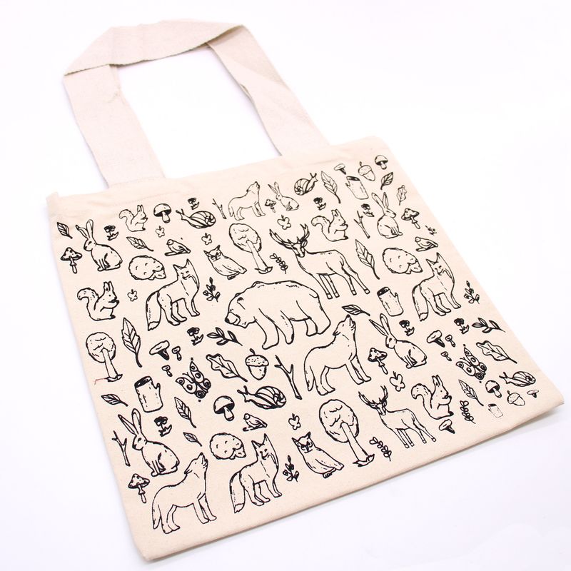 Grote katoenen boodschappentas - 38x42cm - Forest Life - 10oz