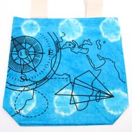 Tie-Dye Katoenen Tas (6oz) - 38x42x12cm - Kompas - Blauw - Natuurlijk handgreep
