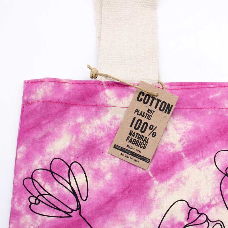 Tie-Dye Katoenen Tas (6oz) - 38x42x12cm -  Mandela - Magento - Zwart handgreep