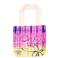 Tie-Dye Katoenen Tas (6oz) - 38x42x12cm - Lotus Boeddha - Multi Col - Natuurlijk handgreep