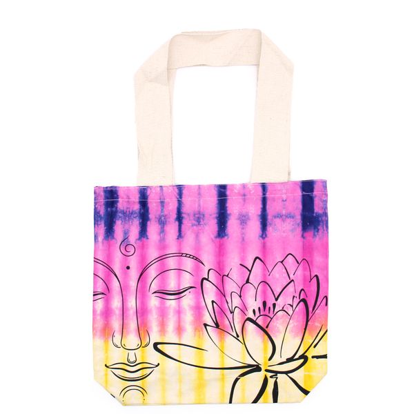 Tie-Dye Katoenen Tas (6oz) - 38x42x12cm - Lotus Boeddha - Multi Col - Natuurlijk handgreep