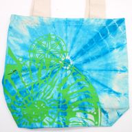 Tie-Dye Katoenen Tas (6oz) - 38x42x12cm - Zeeschelp - Blauw/Groen - Groen handgreep