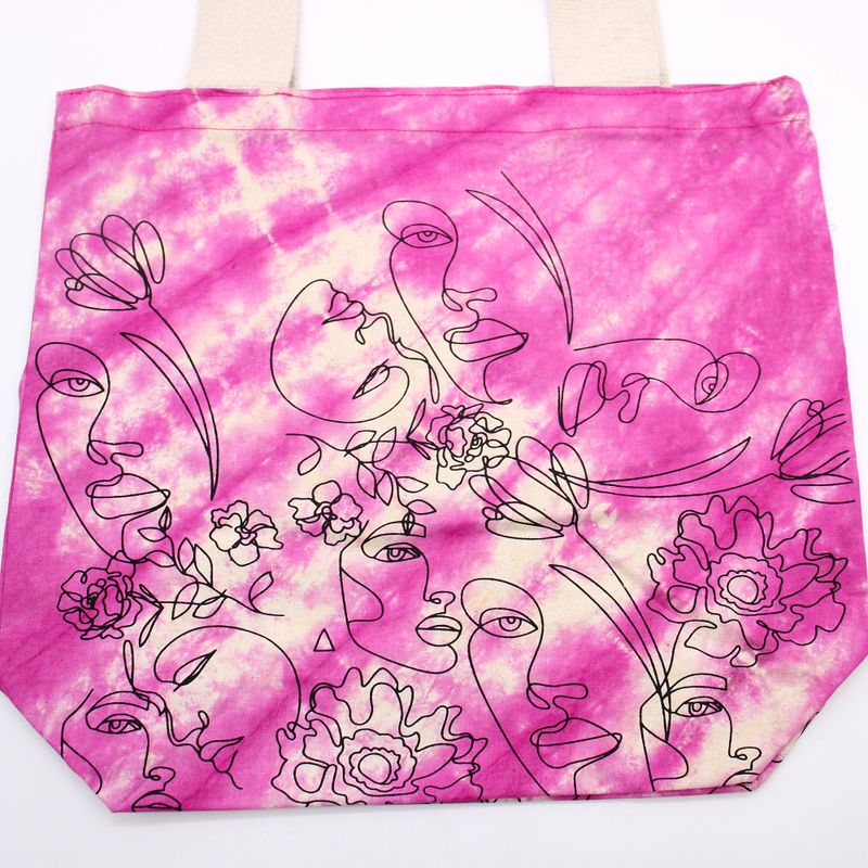 Tie-Dye Katoenen Tas (6oz) - 38x42x12cm - Pretty Face - Magento - Natuurlijk handgreep