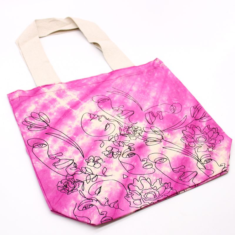 Tie-Dye Katoenen Tas (6oz) - 38x42x12cm - Pretty Face - Magento - Natuurlijk handgreep
