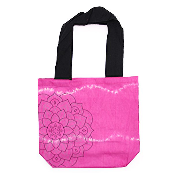 Tie-Dye Katoenen Tas (6oz) - 38x42x12cm - Mandela - Magento - Zwart handgreep