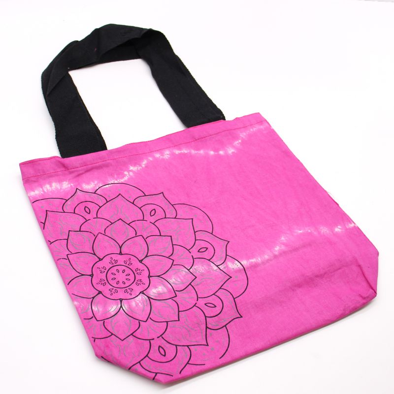 Tie-Dye Katoenen Tas (6oz) - 38x42x12cm -  Mandela - Magento - Zwart handgreep