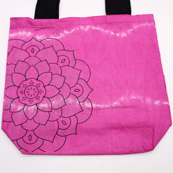 Tie-Dye Katoenen Tas (6oz) - 38x42x12cm - Mandela - Magento - Zwart handgreep