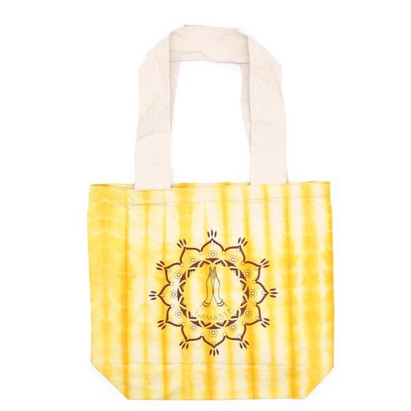Tie-Dye Katoenen Tas (6oz) - 38x42x12cm - Namaste Handen - Geel - Natuurlijk handgreep