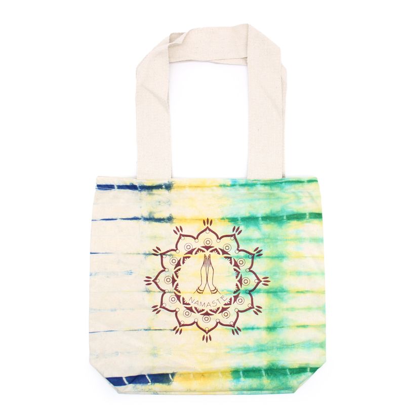 Tie-Dye Katoenen Tas (6oz) - 38x42x12cm -  Namaste Hands - Multi - Natuurlijk handgreep