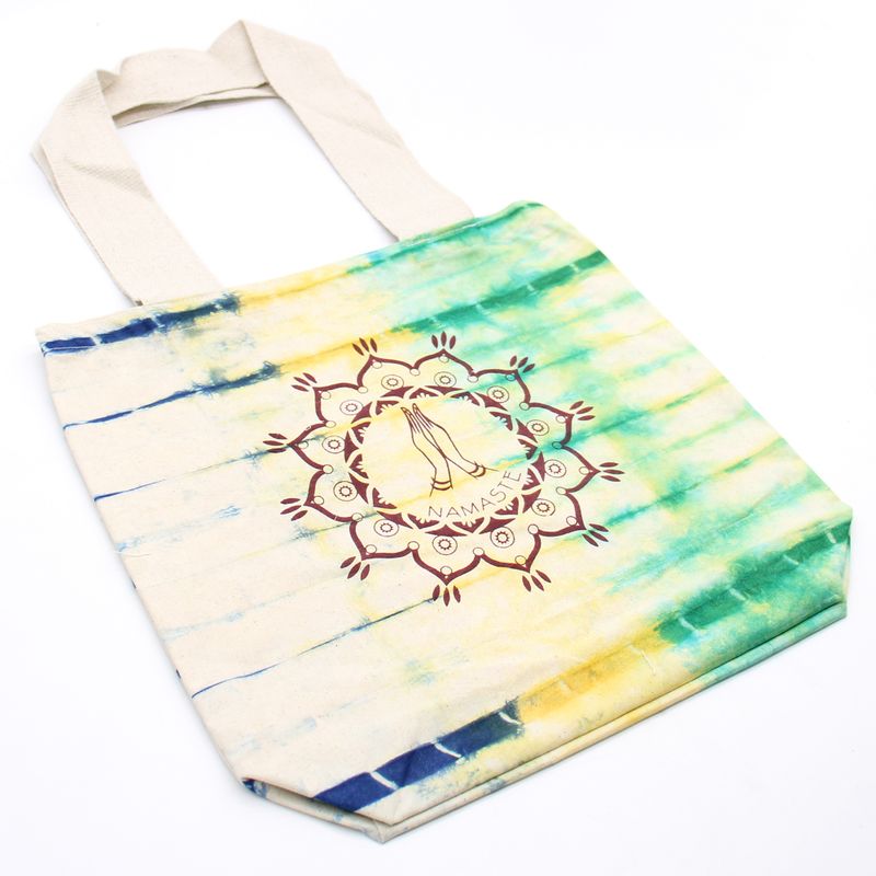 Tie-Dye Katoenen Tas (6oz) - 38x42x12cm -  Namaste Hands - Multi - Natuurlijk handgreep