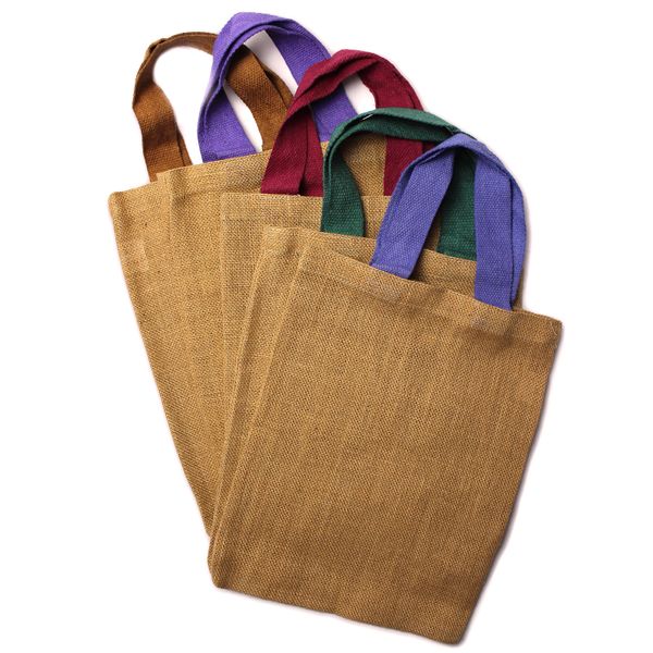 Jute draagtas - 5 handvatten in verschillende kleuren