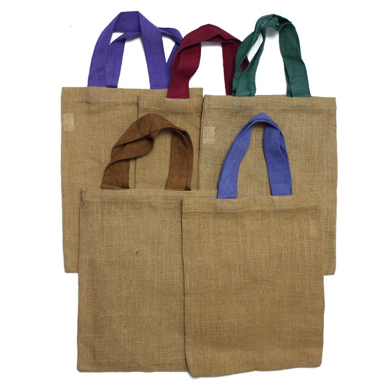 Jute draagtas - 5 handvatten in verschillende kleuren