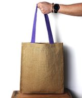 Grote jute draagtas - 5 handvatten in verschillende kleuren