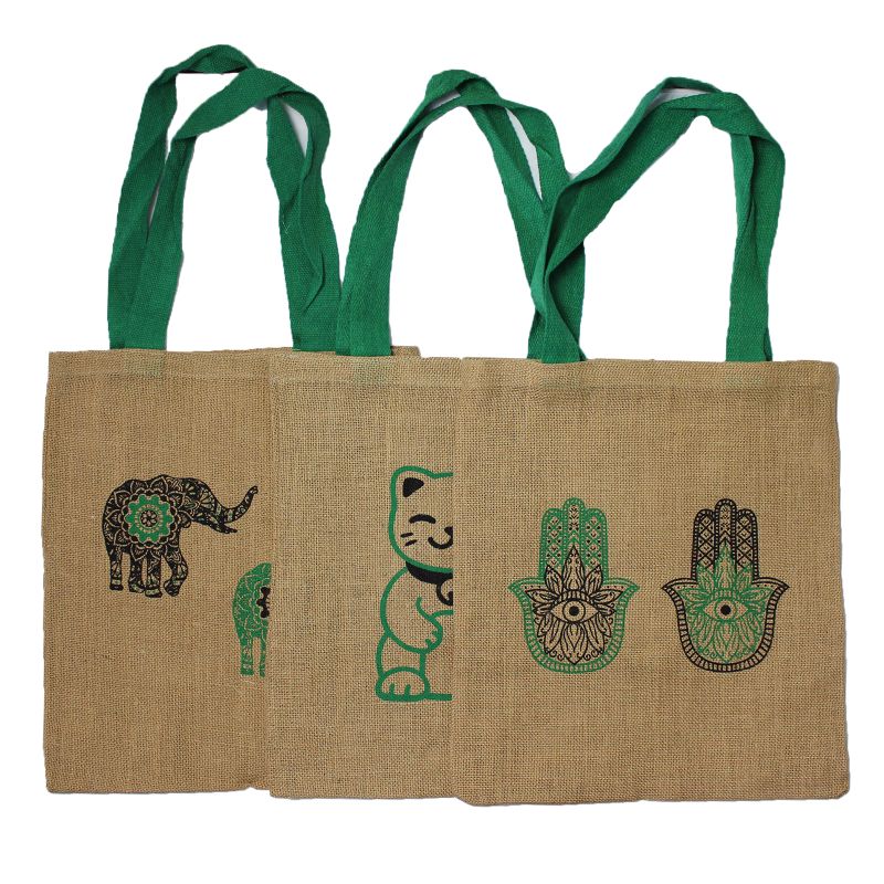 Grote jute draagtas - 2 verschillende ontwerpen