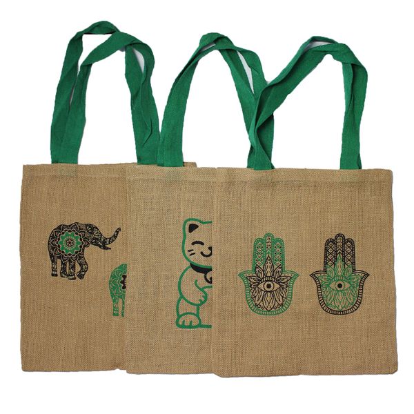 Grote jute draagtas - 2 verschillende ontwerpen