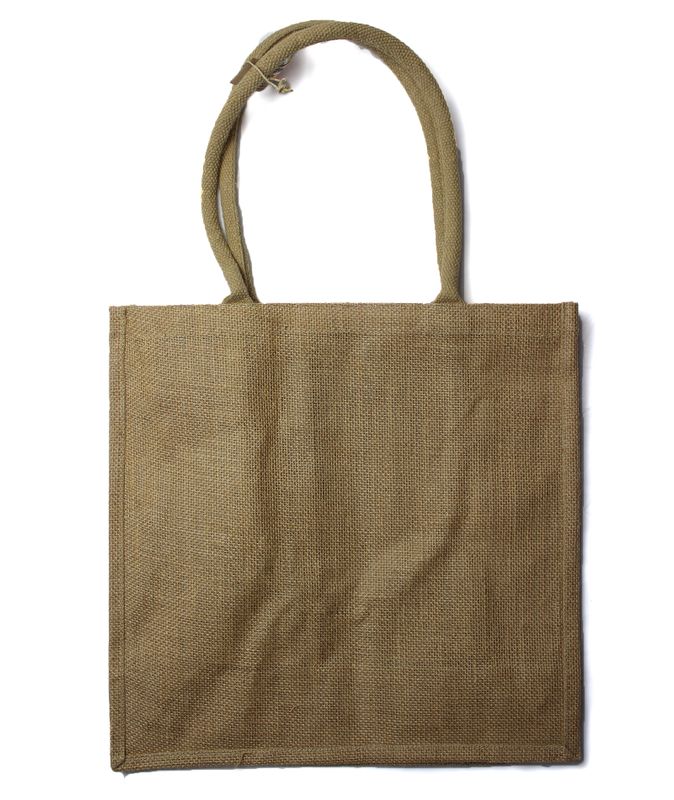 Grote boodschappentas van jute met flessenhouders