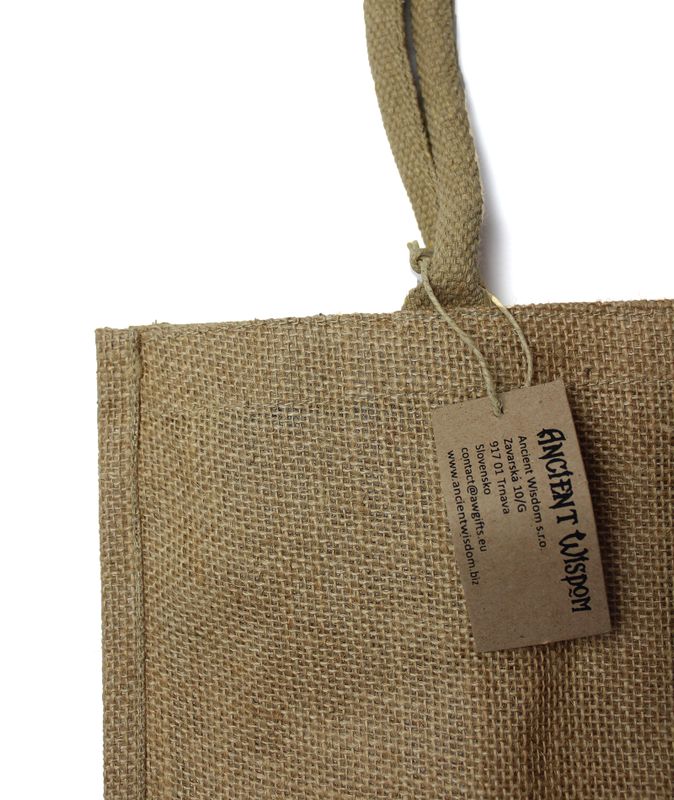 Grote boodschappentas van jute met flessenhouders