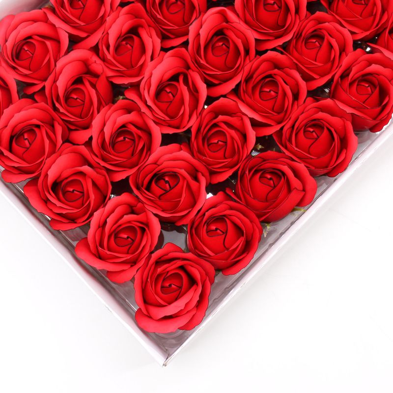 Ambachtelijke Zeepbloemen - Med Rose - Red With Black Rim