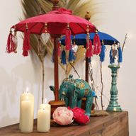 Bali Home Decoratie Parasol - Katoen - Roze - 40cm