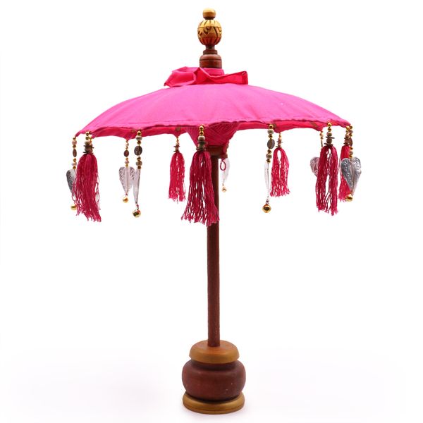 Bali Home Decoratie Parasol - Katoen - Roze - 40cm
