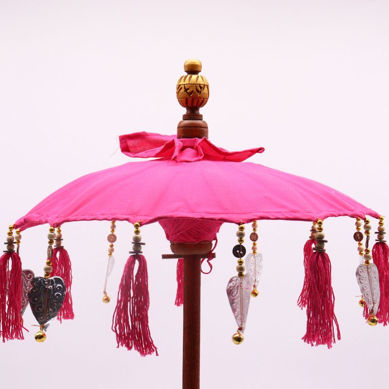 Bali Home Decoratie Parasol - Katoen - Roze - 40cm