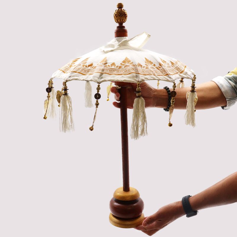 Bali Home Decor Parasol - Doek - Gouden Decor - 40 cm