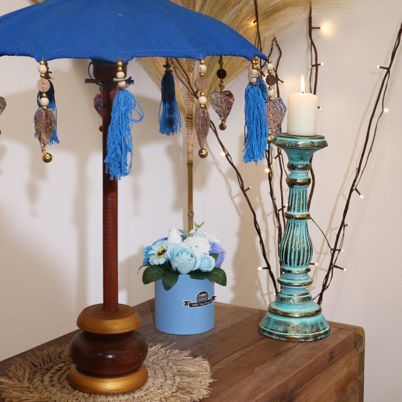 Bali Home Decor Parasol - Katoen - Turquoise - 40cm