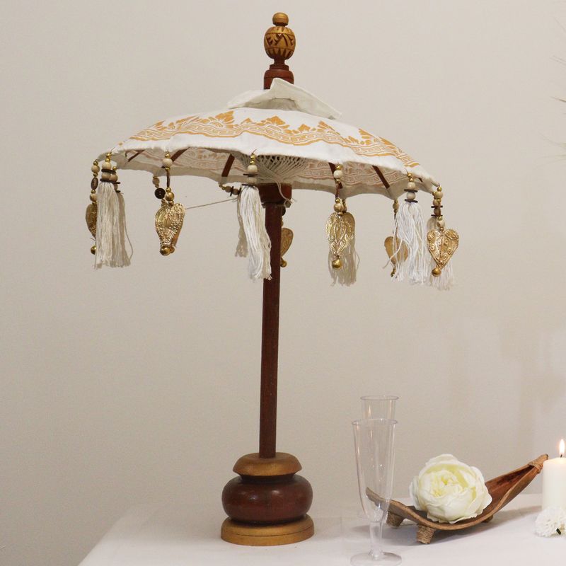 Bali Home Decor Parasol - Doek - Gouden Decor - 40 cm
