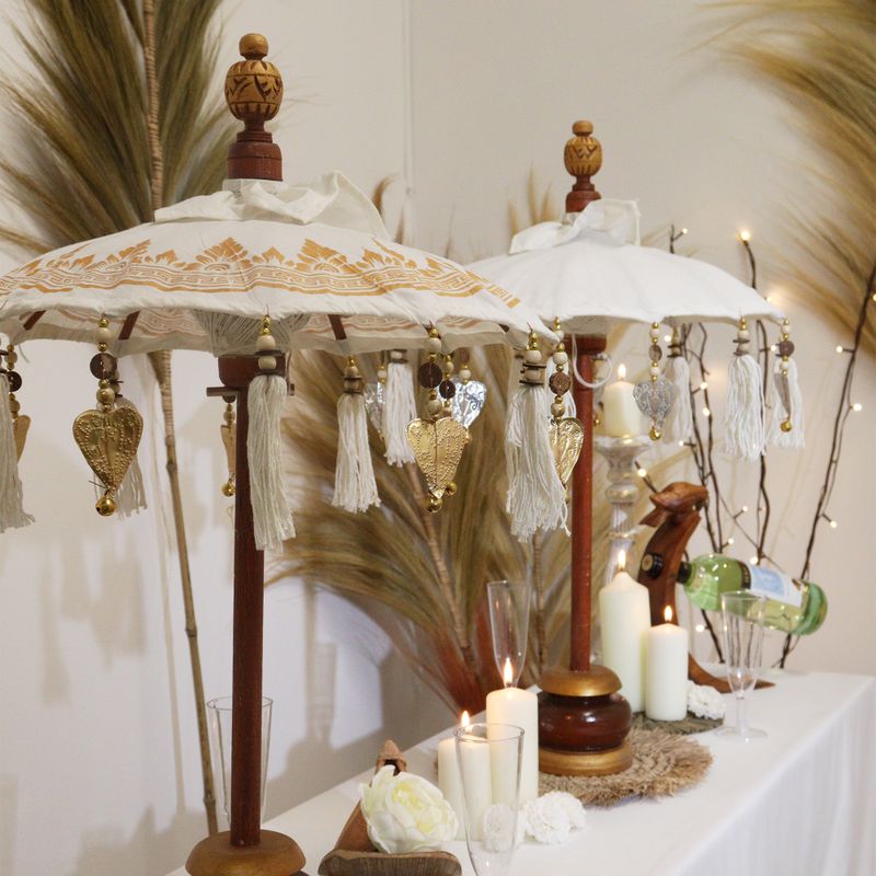 Bali Home Decor Parasol - Doek - Gouden Decor - 40 cm