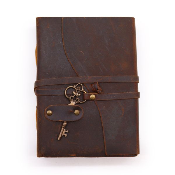 Geolied leer en sleutel - 200 pagina's met platte randen - 13x18cm
