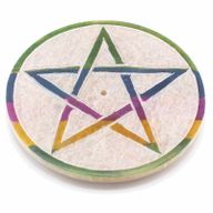 Zeepstenen Schijf Wierookhouder 8cm - Pentagon