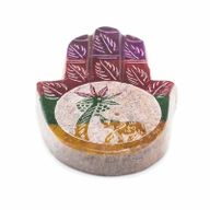 Zeepstenen Hamsa Wierookhouder 9x6cm - Olifant & Palm