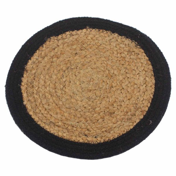Natuurlijke Placemat - Jute & Katoen 30cm - Zwarte Rand