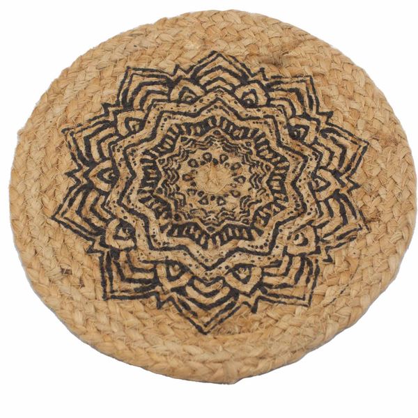 Natuurlijke Placemat - Jute 30cm - Mandala Print