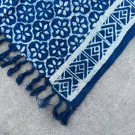 Handgemaakte Indigo Tafelloper - 170x60 cm - Madjid Tegels