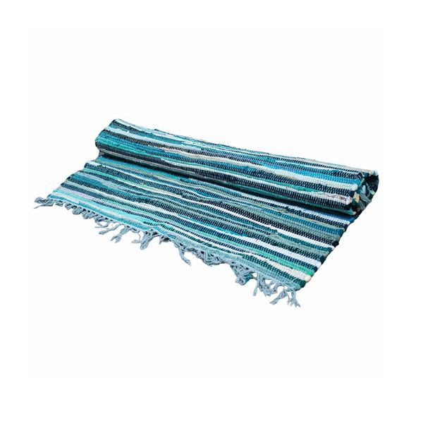 Klein Rag Tapijt - 50x90cm - premium kwaliteit - Aqua Blues