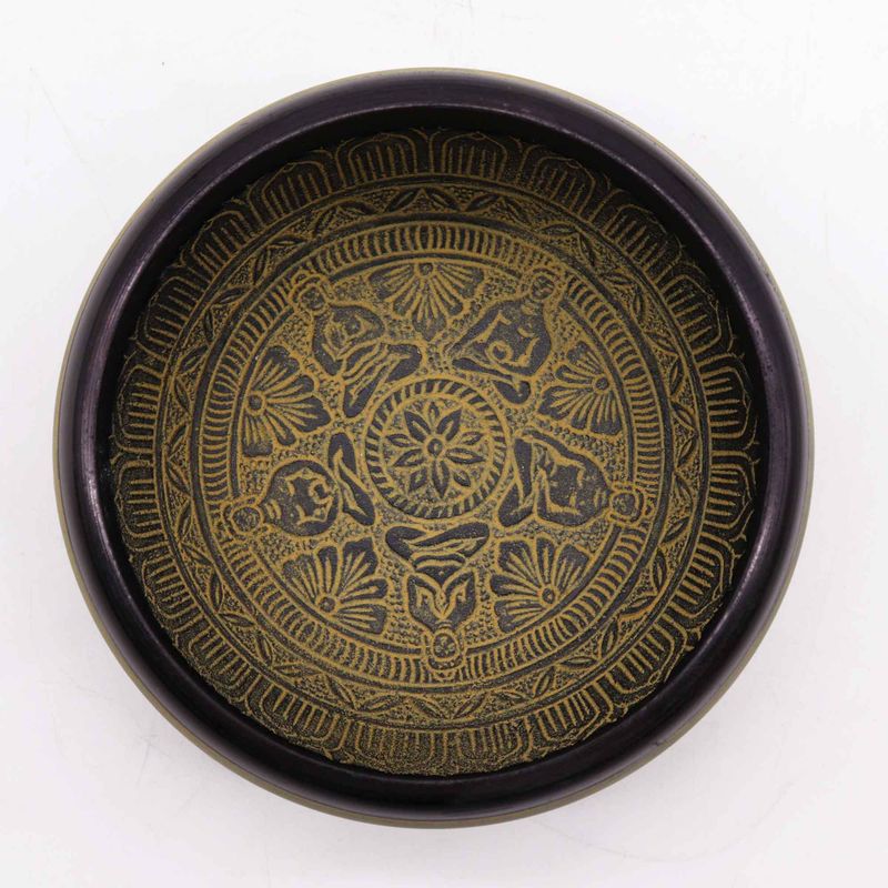 Aardepoeder Zingende Kom - Mantra Vijf Boeddha - 16 cm