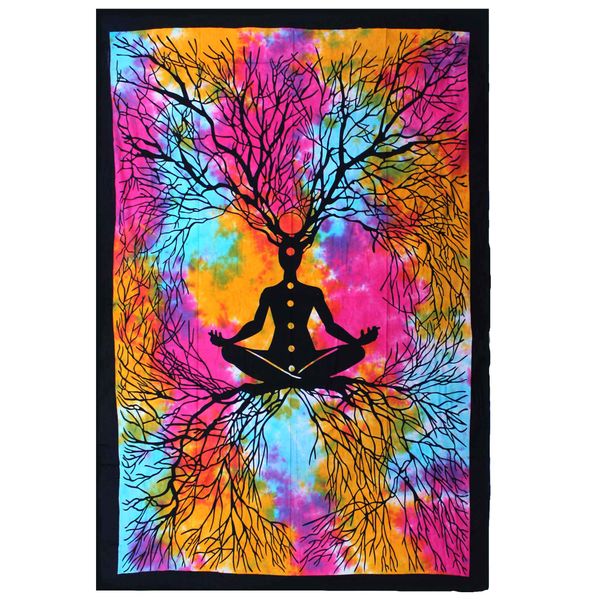Eenpersoons Katoenen Bedsprei + Wandkleed - Yoga Boom